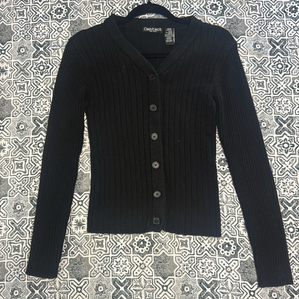 Contact New York Black Ribbed Cardigan